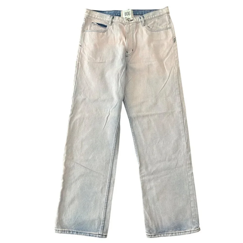 BDG UO Baggy Skate Fit Wide Leg Jeans in Pink Wash Men’s Size 34 x 32